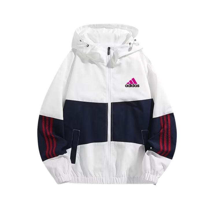 Windbreaker - Simple - White and Navy Blue