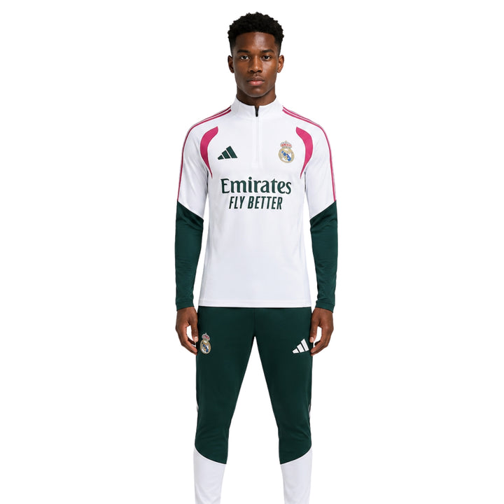 Real Madrid 26/27 - Tracksuit - 1/2 Zip - White and Dark Green Emirates Fly Better